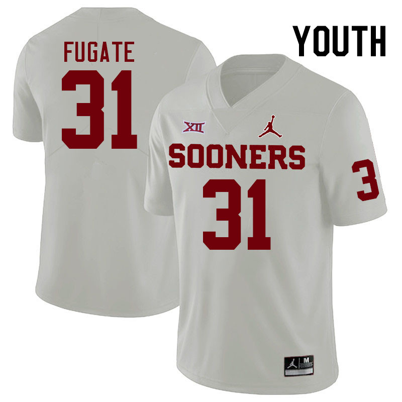 Youth #31 Cale Fugate Oklahoma Sooners College Football Jerseys Stitched Sale-White